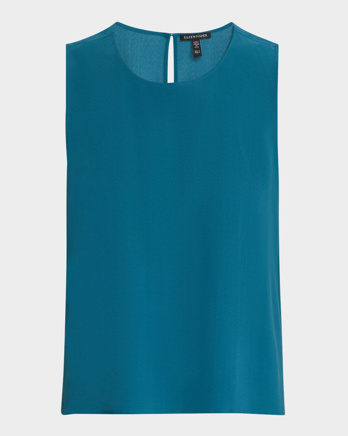 Eileen Fisher Textured Sleeveless Silk Shell In Harbor