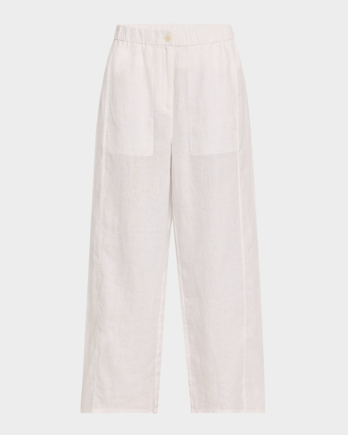 EILEEN FISHER WIDE-LEG ORGANIC LINEN ANKLE PANTS 
