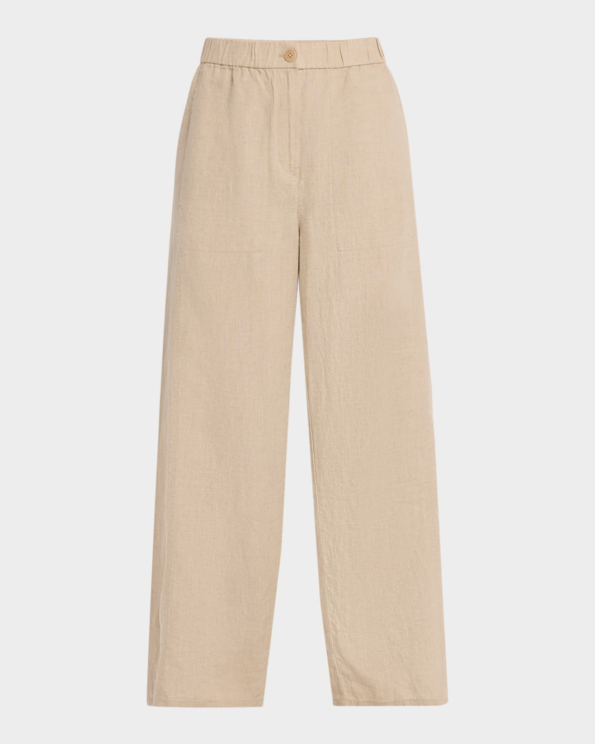 EILEEN FISHER WIDE-LEG ORGANIC LINEN ANKLE PANTS 