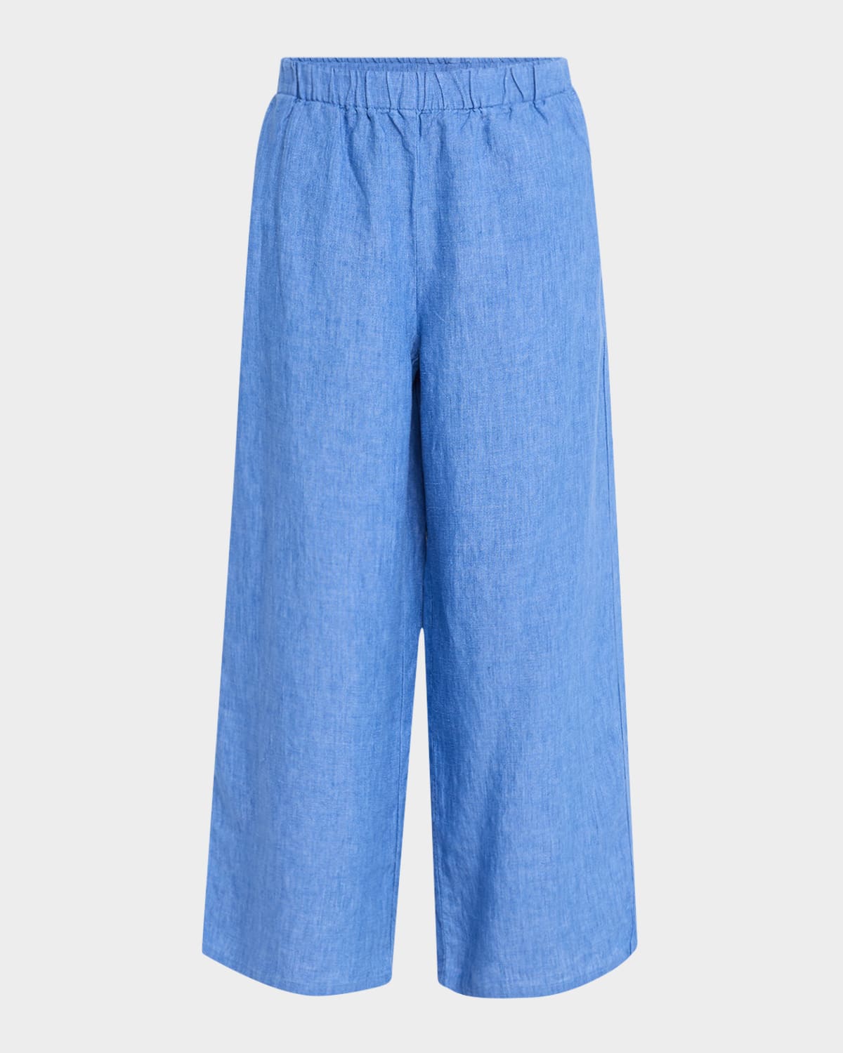 EILEEN FISHER CROPPED WIDE-LEG ORGANIC LINEN PANTS 