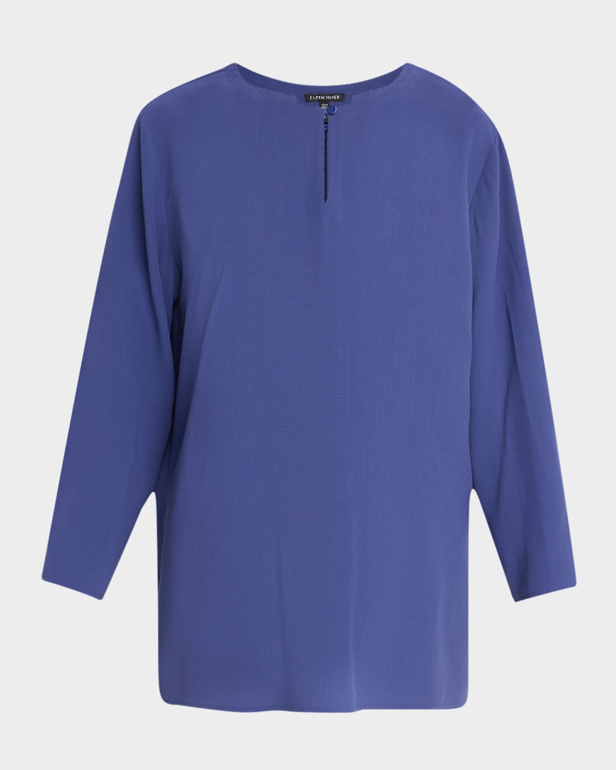 EILEEN FISHER KEYHOLE SILK GEORGETTE CREPE TUNIC 