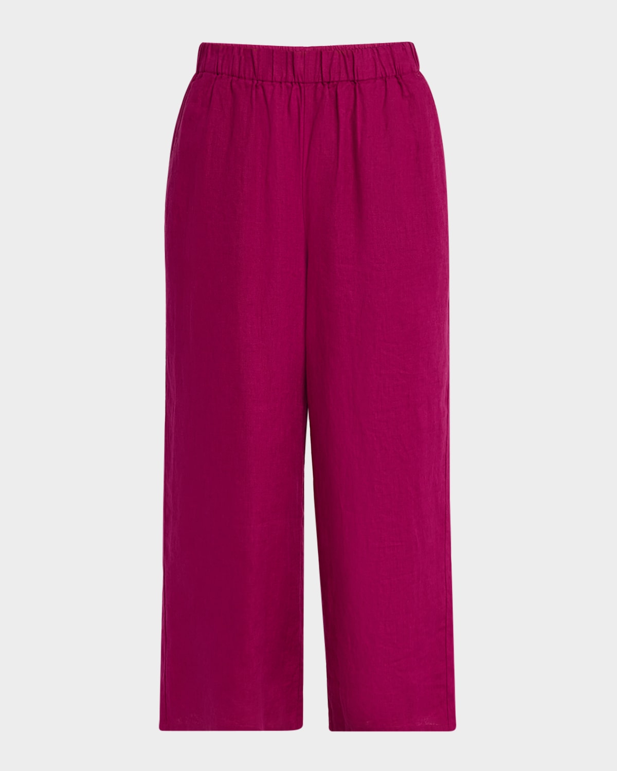 Shop Eileen Fisher Cropped Wide-leg Organic Linen Pants