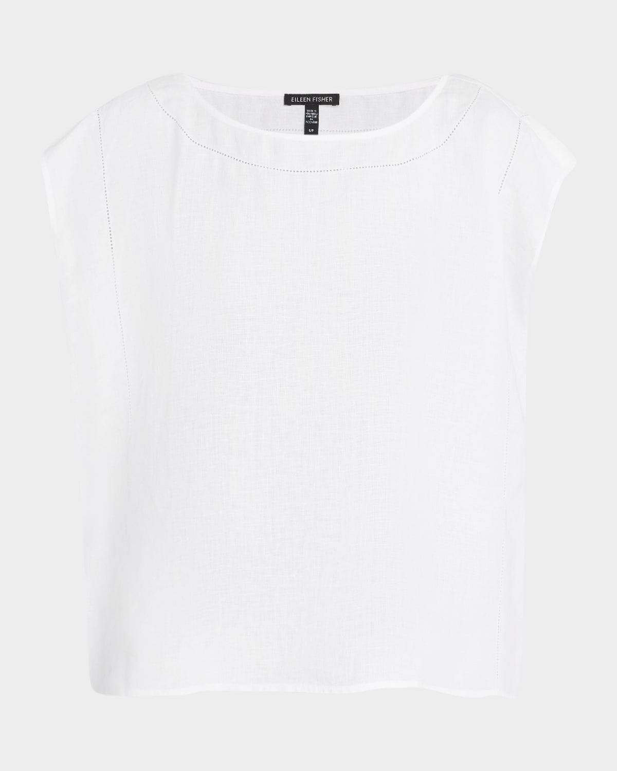 Eileen Fisher Open-stitch Organic Linen Top