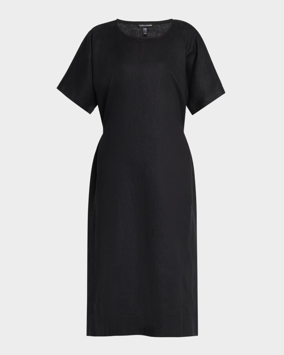Eileen Fisher Jewel Neck Organic Linen Shift Dress