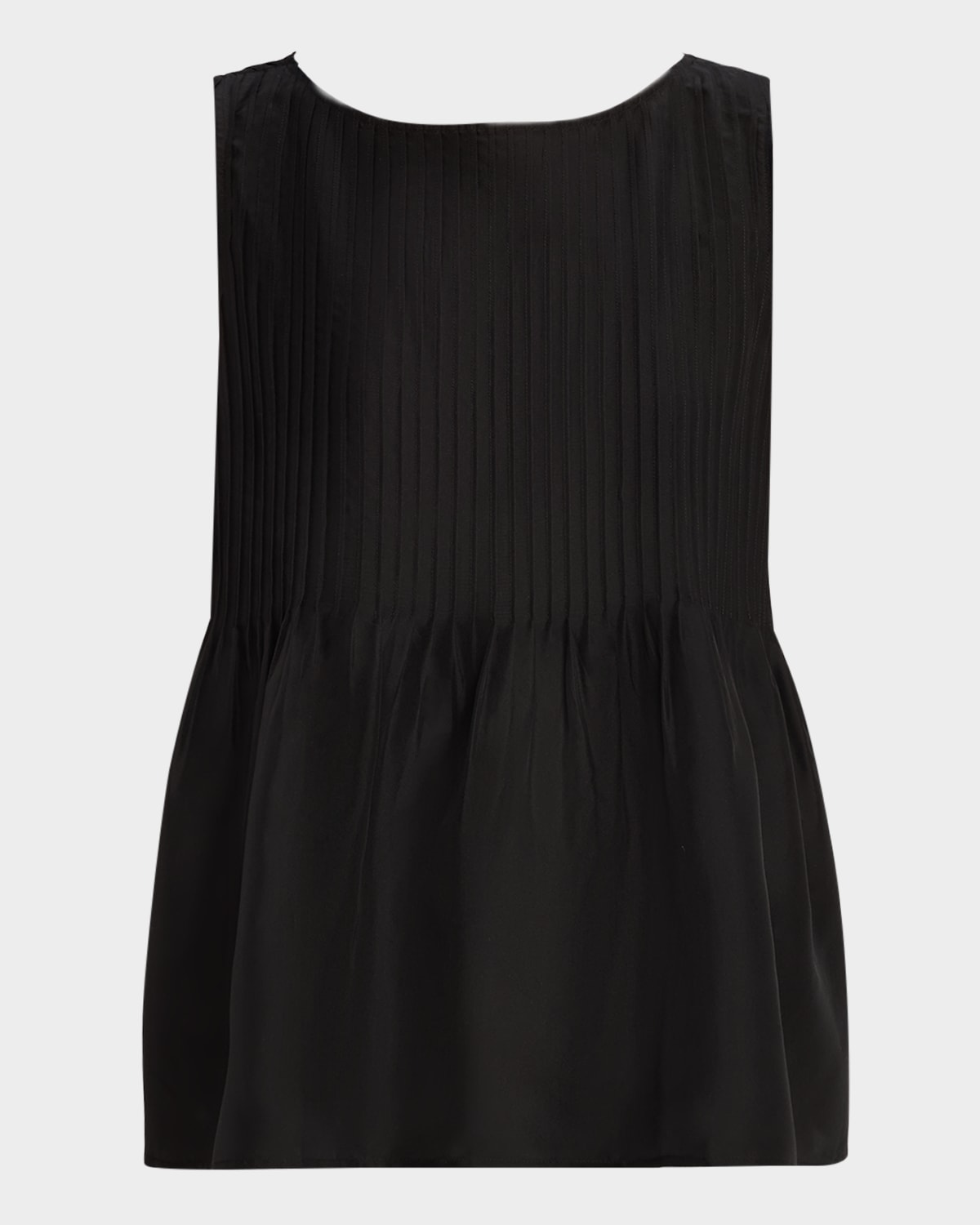 Scoop-Neck Pintuck Silk Shell