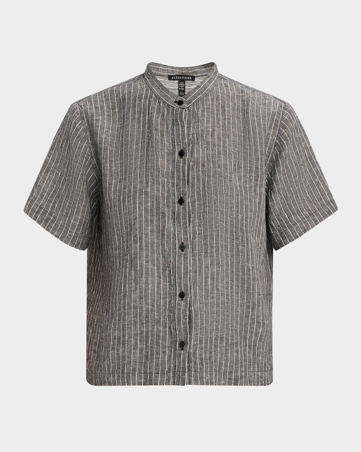 Eileen Fisher Boxy Striped Organic Linen Shirt