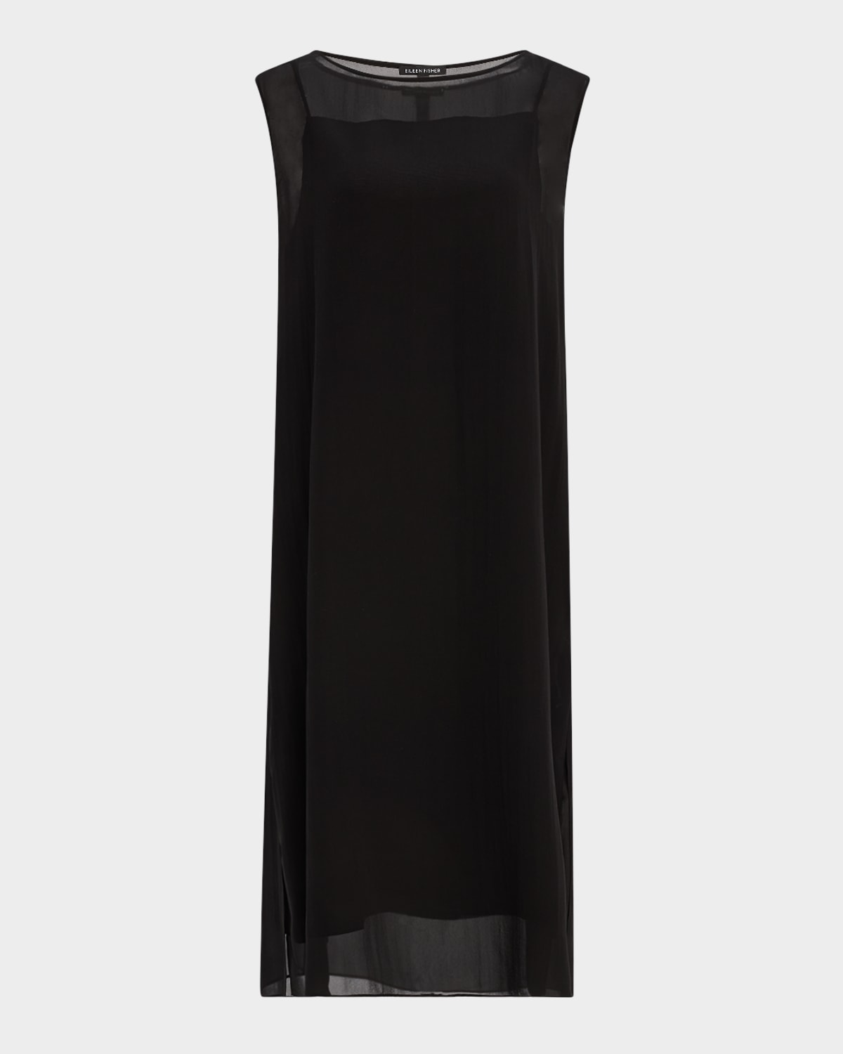 Bateau-Neck Sheer Silk Georgette Midi Dress