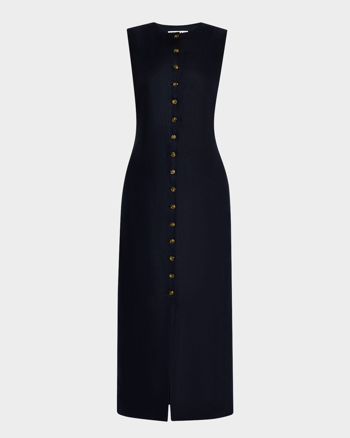 Argent Sleeveless Button-down Linen Midi Dress