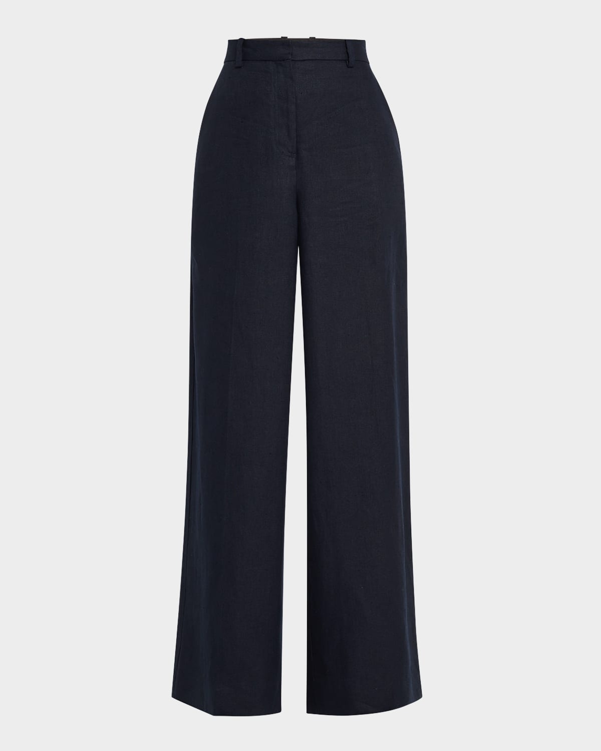 Argent Park Wide-leg Basketweave Linen Trousers In Midnight
