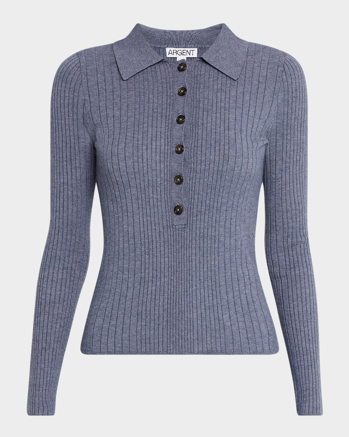Argent Ribbed Spread-collar Sweater In Powder Blue
