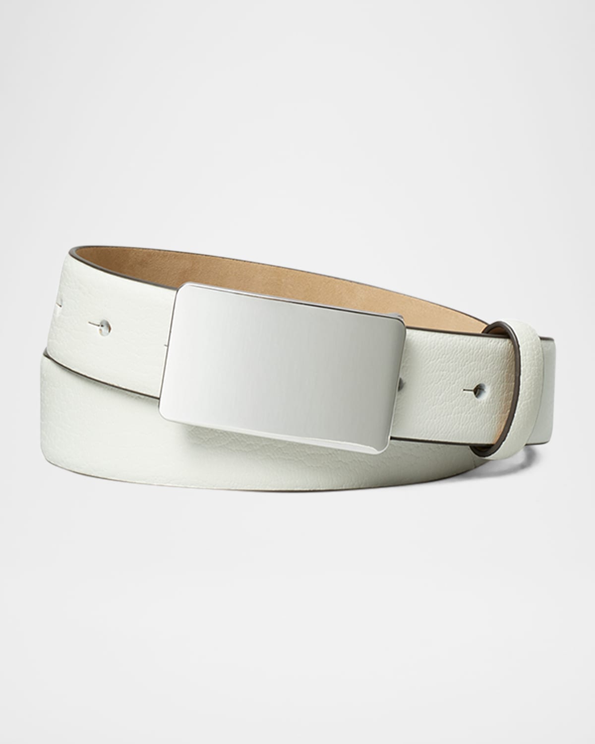 Tory Burch Plate Leather Belt In Blanc