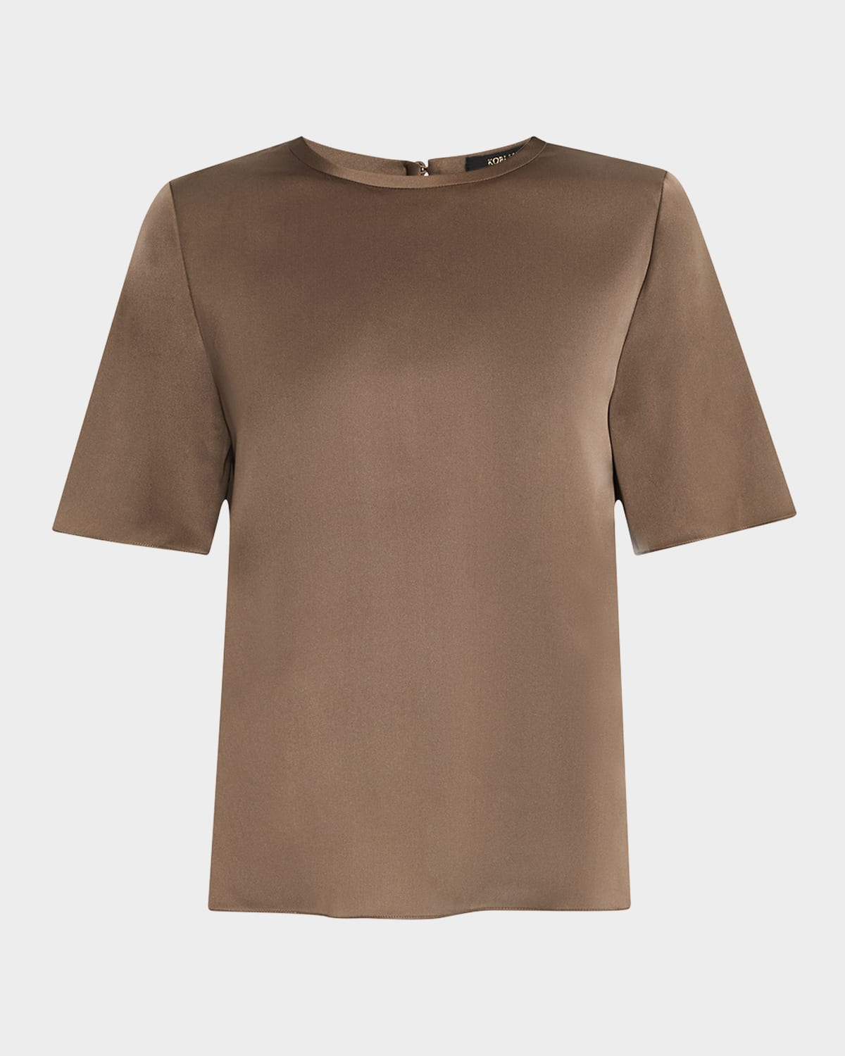 Kobi Halperin Maryl Crewneck Cotton-linen Blouse In Sable