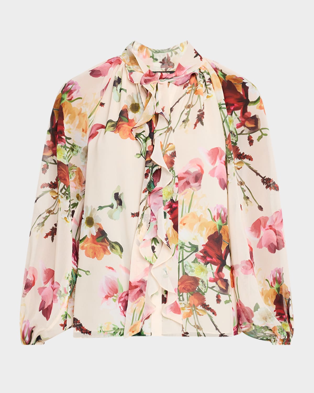 Kobi Halperin Galen Floral Print Blouse In Ecru Multi