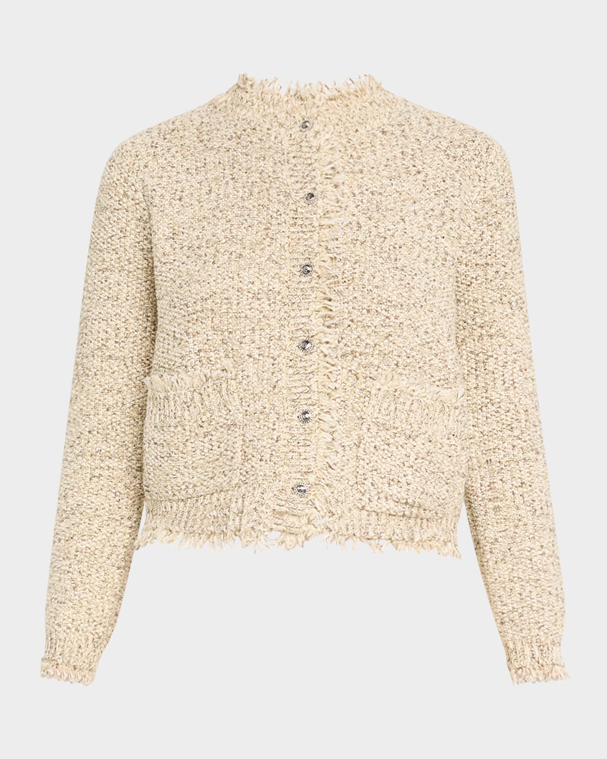 Emorie Fringe-Trim Tweed Knit Jacket