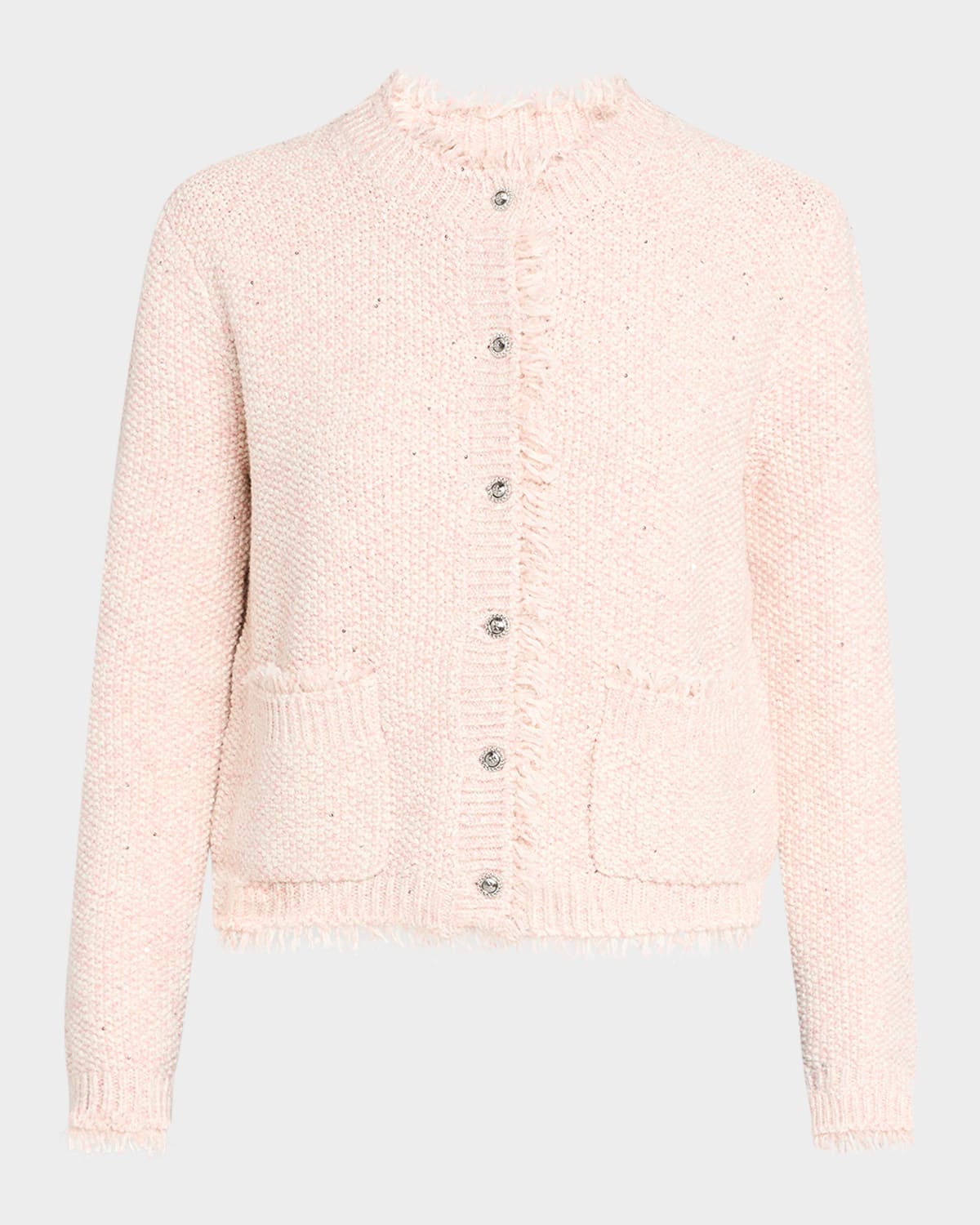 Emorie Fringe-Trim Tweed Knit Jacket