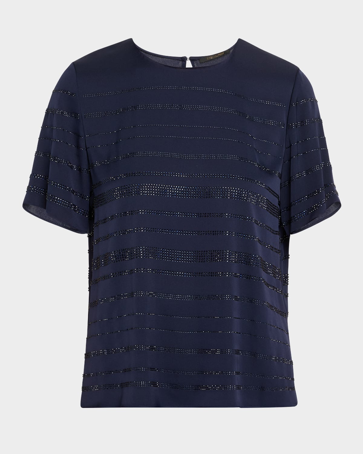 Kobi Halperin Rhinestone Stretch Silk Top In Midnight