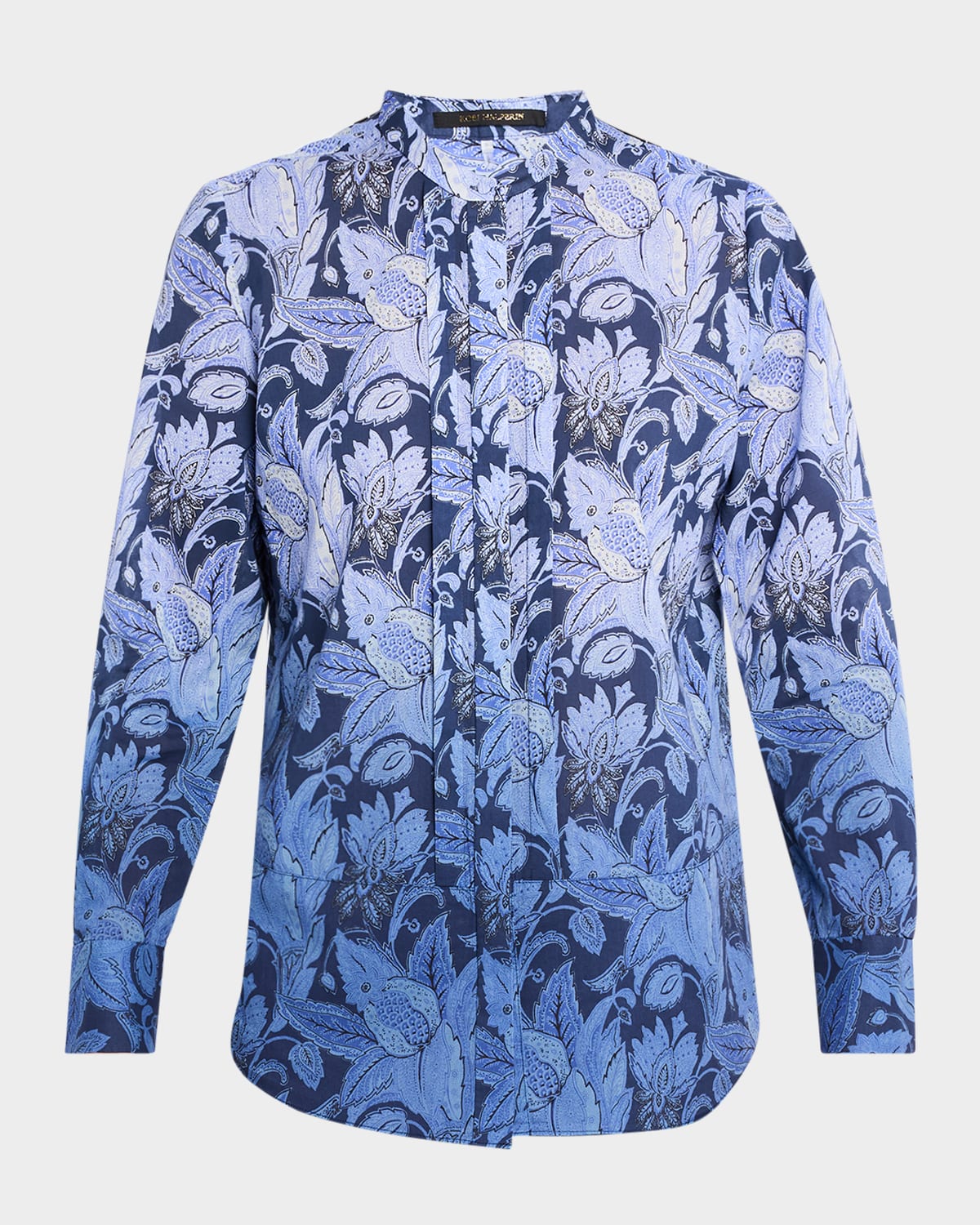 Kobi Halperin Napa Ombre Floral-print Blouse In Blue Multi