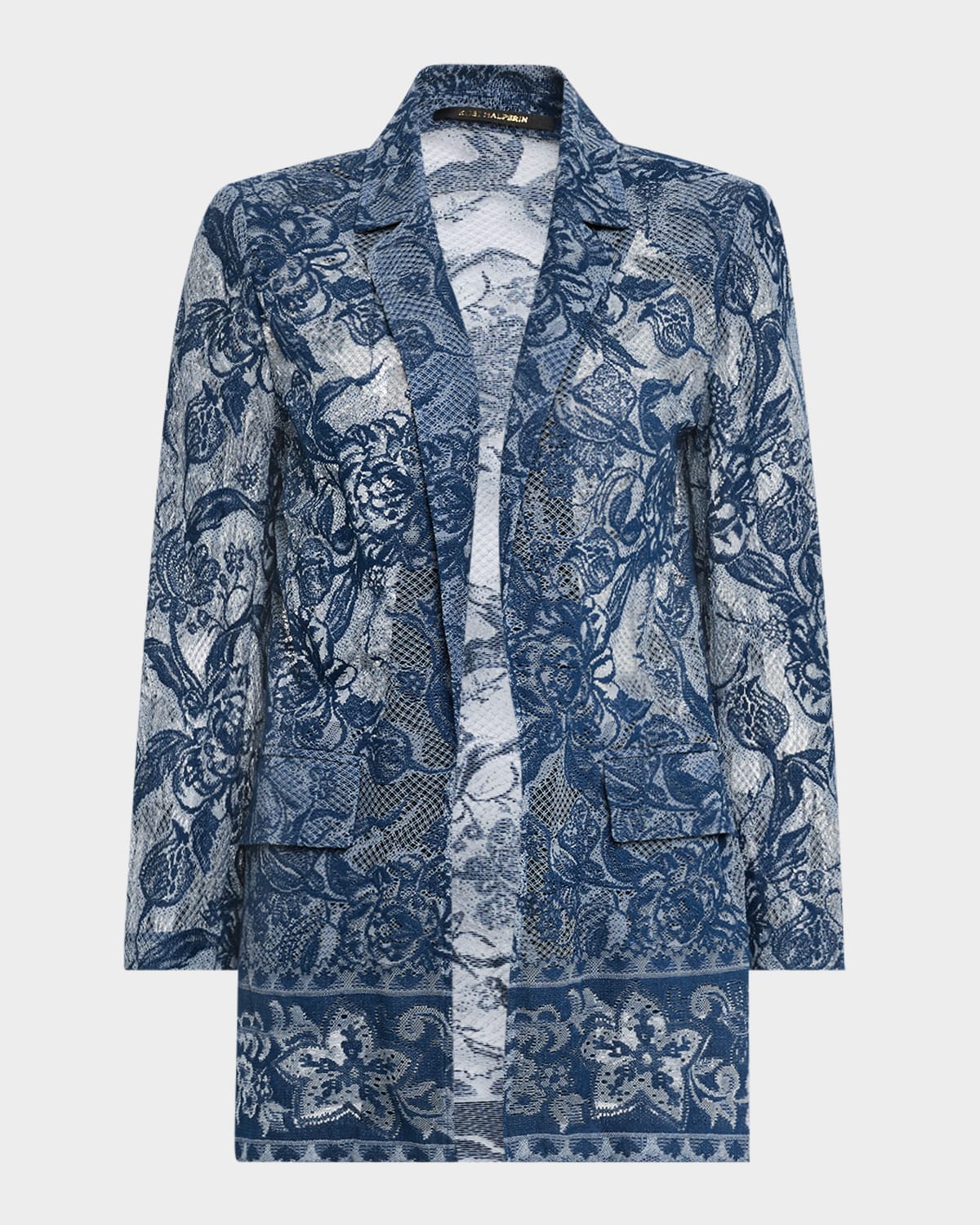Kobi Halperin Nathalie Open-front Floral Lace Jacket In Blue Multi