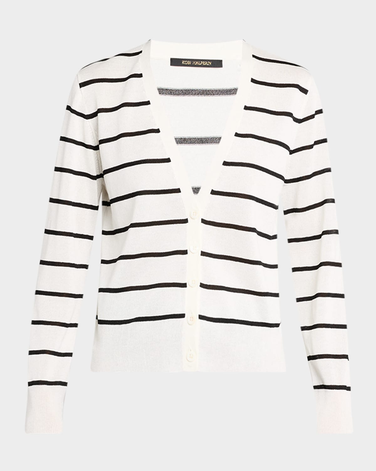Kobi Halperin Caspia Striped Button-down Sweater In White Multi