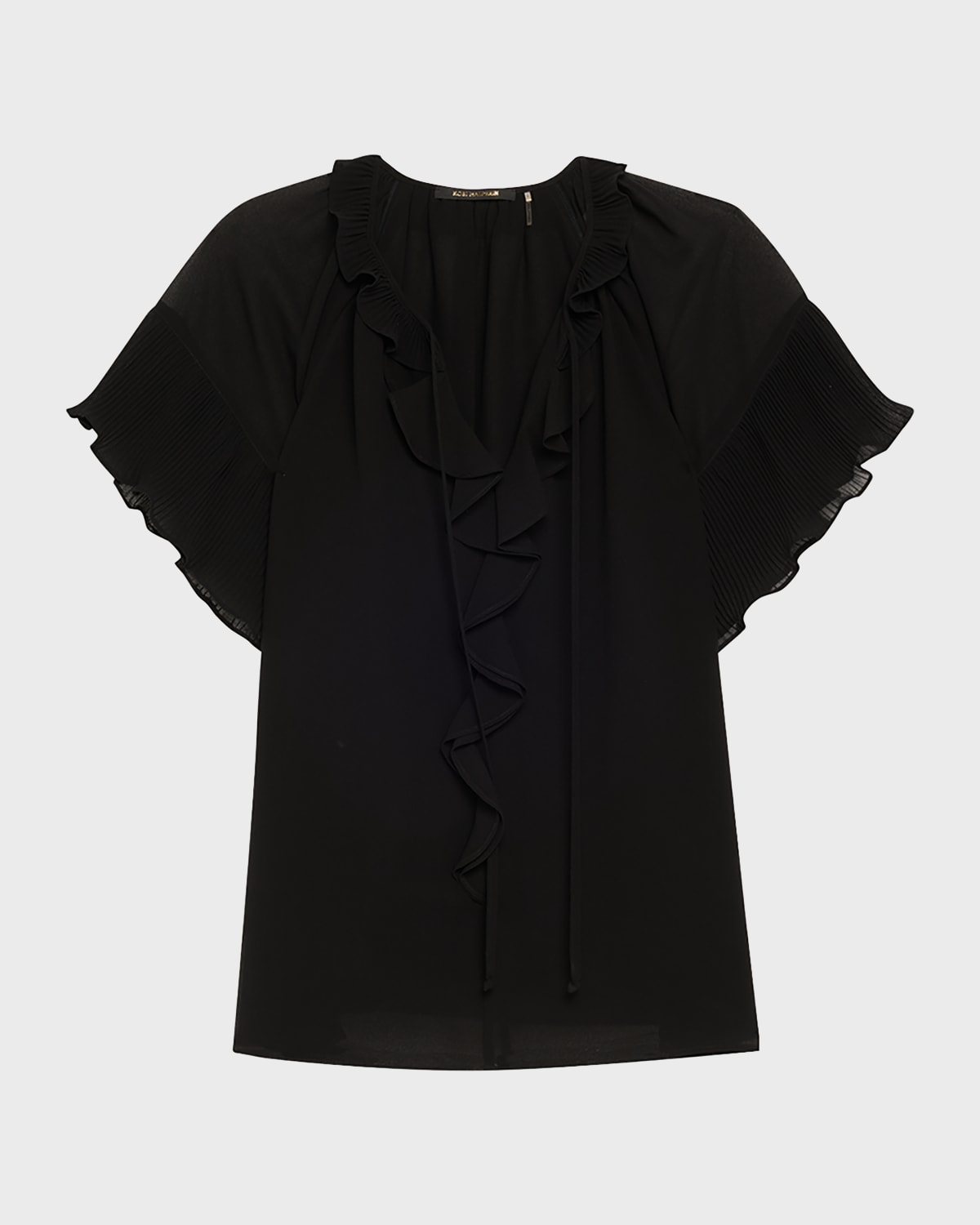 Kobi Halperin Vale Raglan-sleeve Ruffle Blouse In Black