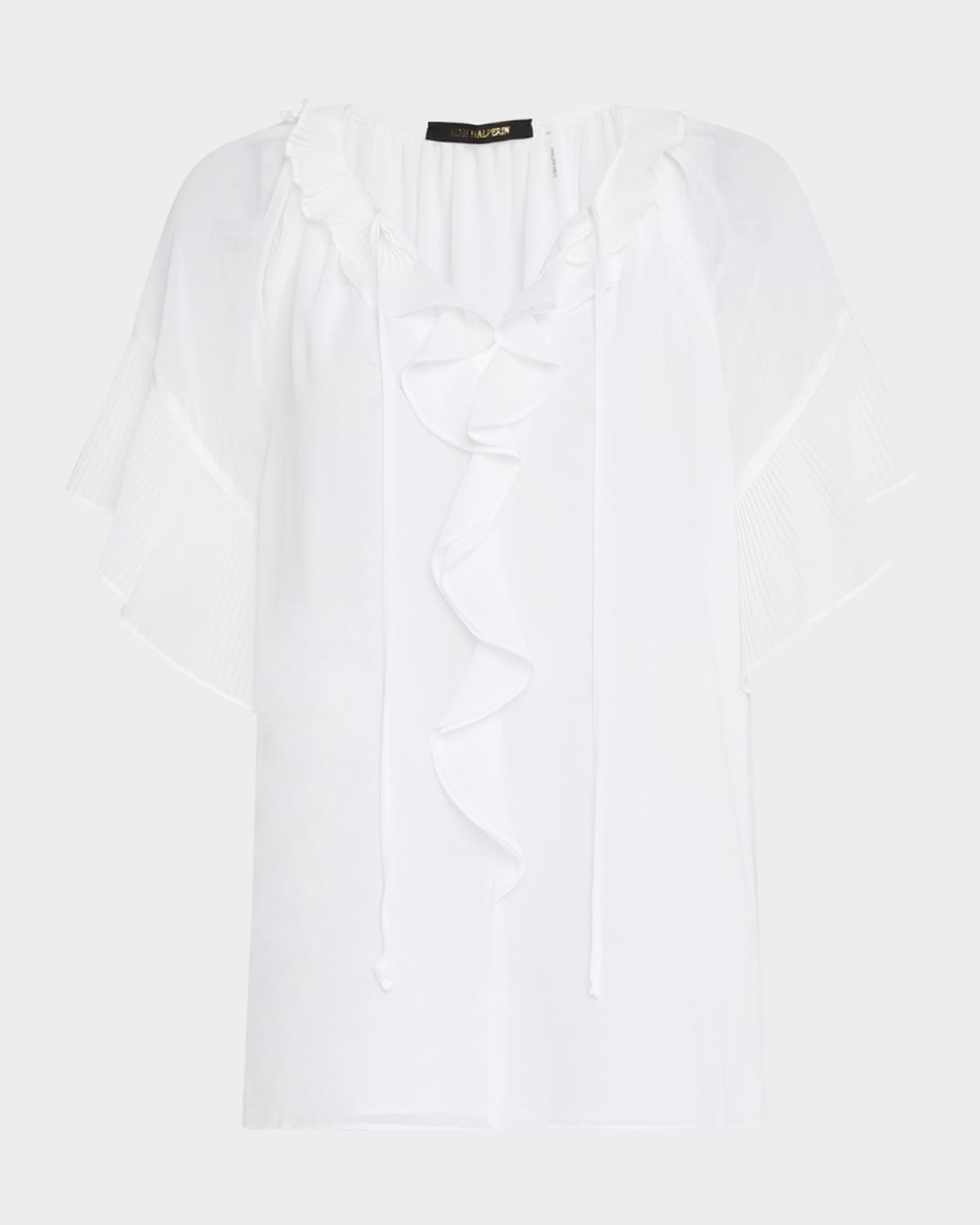 Kobi Halperin Ruffle Flutter Sleeve Chiffon Top In White