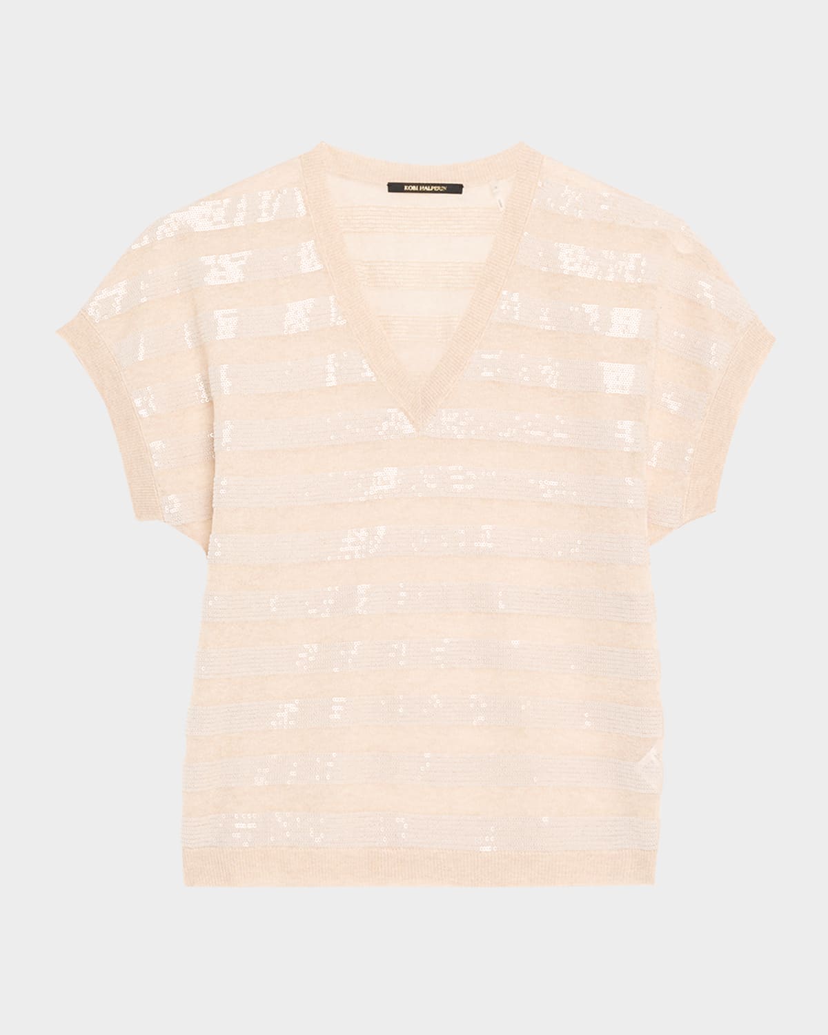 Elara Sequin Striped V-Neck Sweater