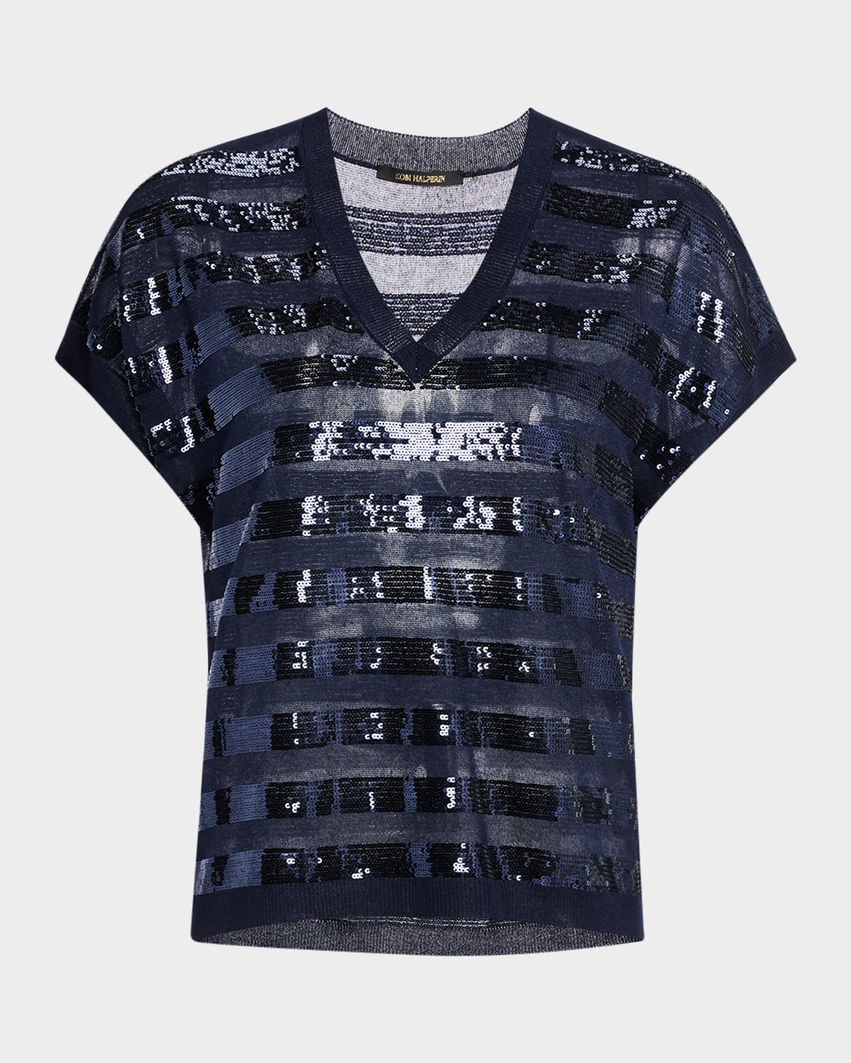 Elara Sequin Striped V-Neck Sweater