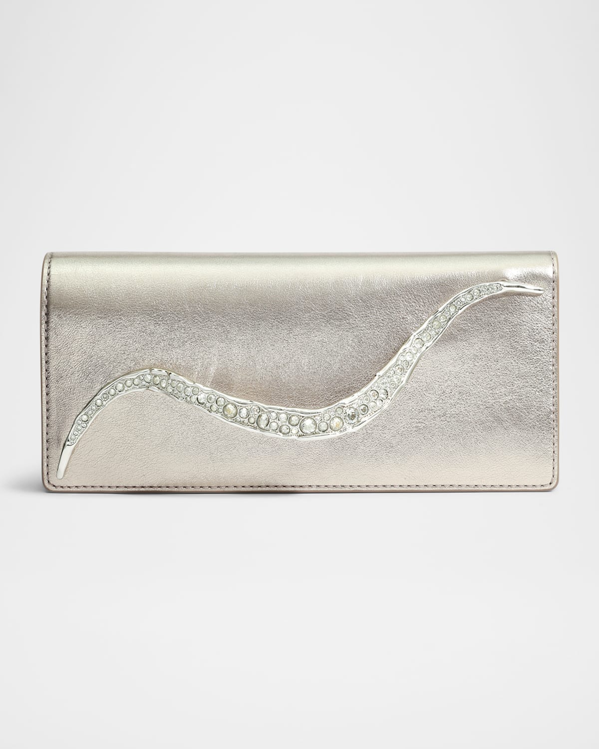 ALEXIS BITTAR CRYSTAL CURVE METALLIC LEATHER CLUTCH BAG 