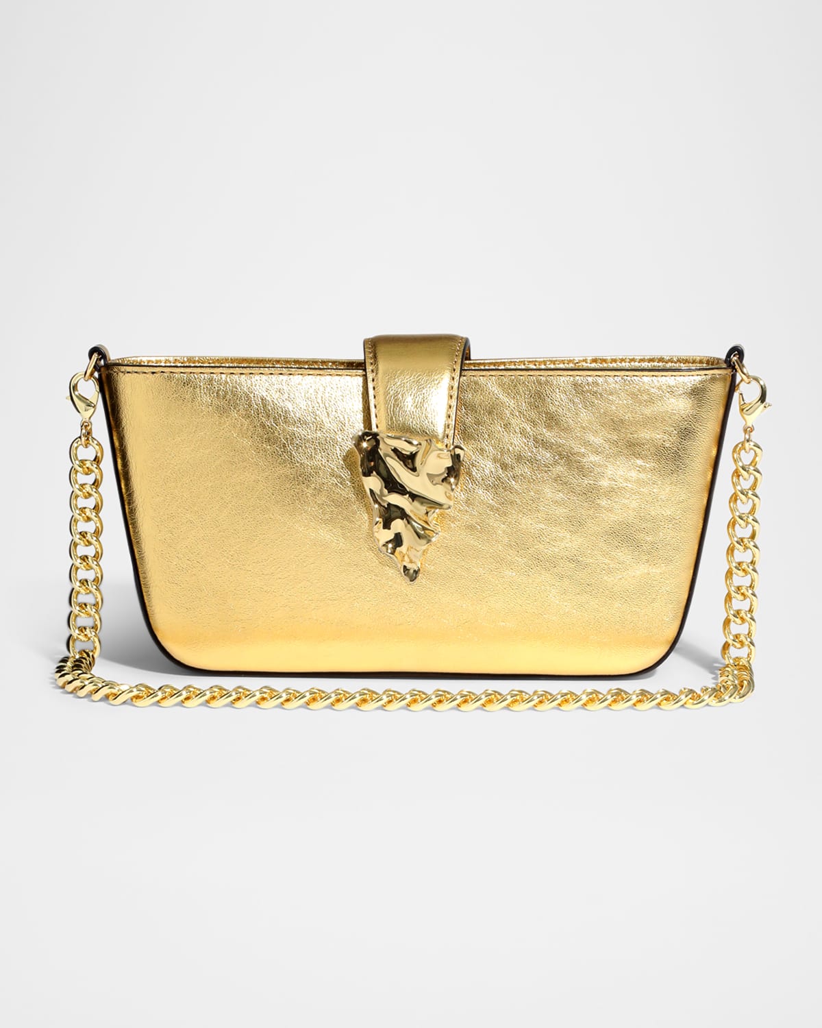 ALEXIS BITTAR THE CRUMPLE METALLIC LEATHER CROSSBODY BAG 