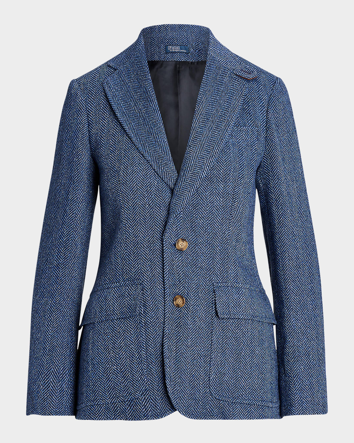 Shop Polo Ralph Lauren Herringbone Linen-blend Blazer In Blue Herringbone