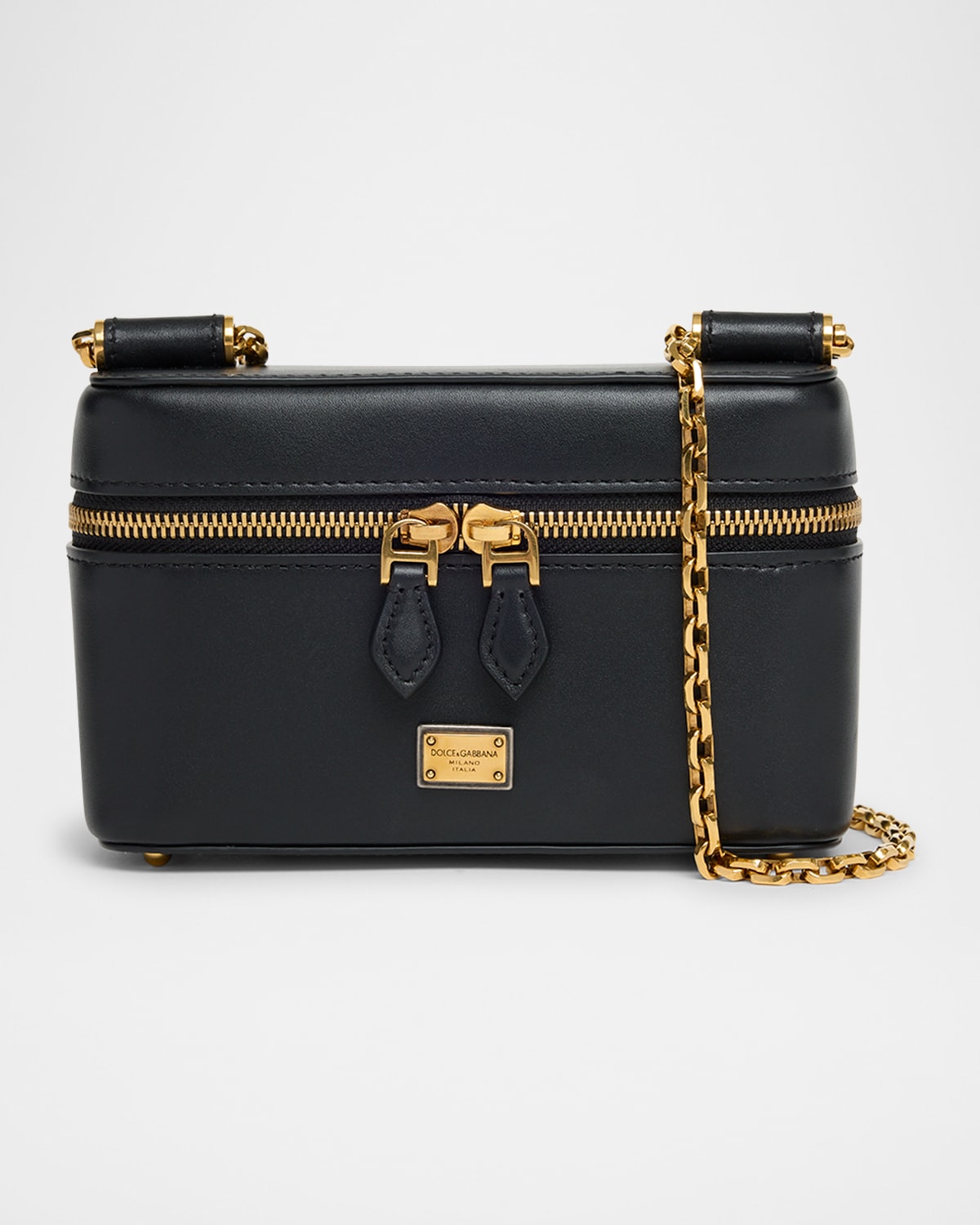 Dolce & Gabbana Sicily Calfskin Vanity Crossbody Bag In Nero
