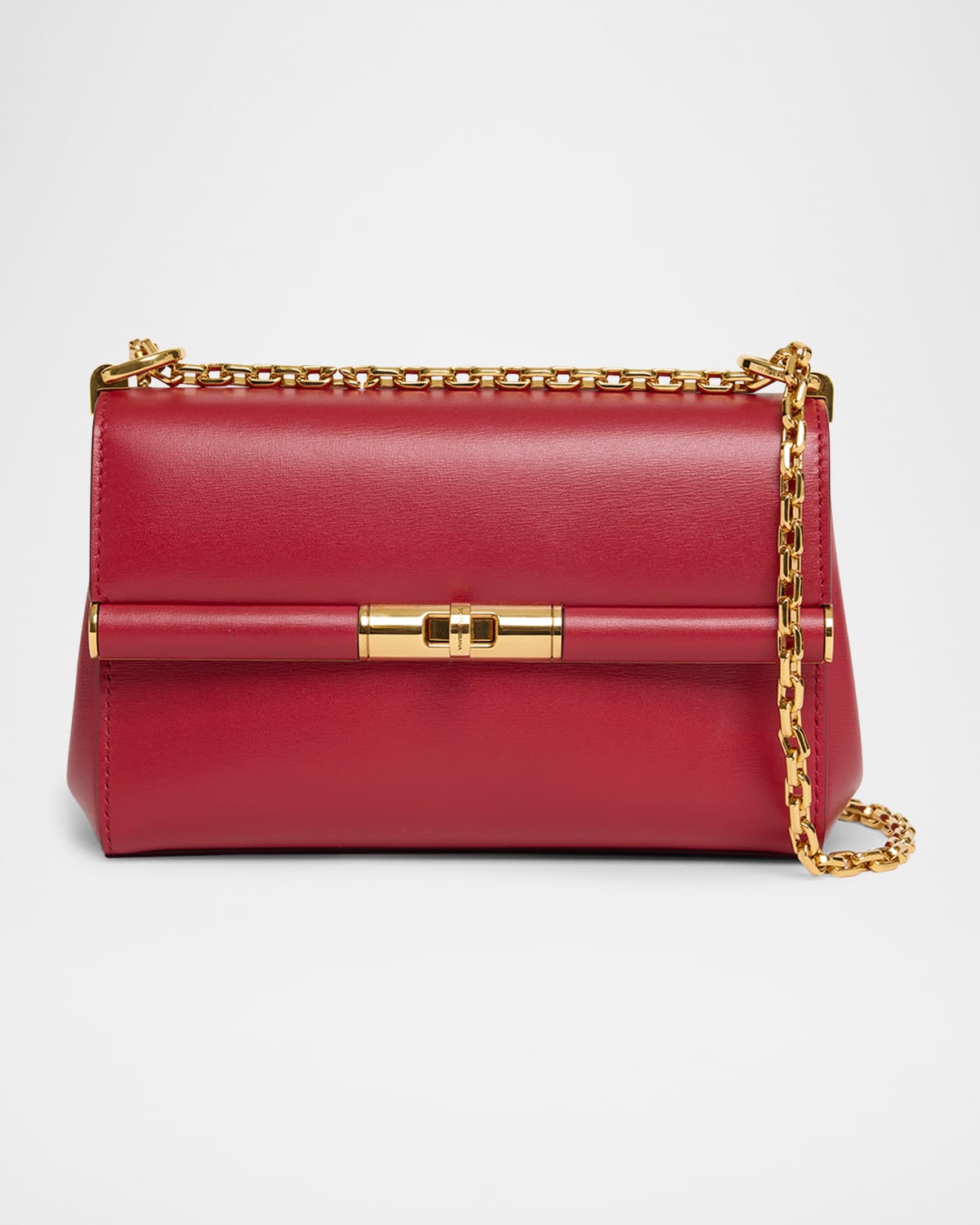 Dolce & Gabbana Marlene Palmellato Leather Shoulder Bag In Tono Rosso Scuro