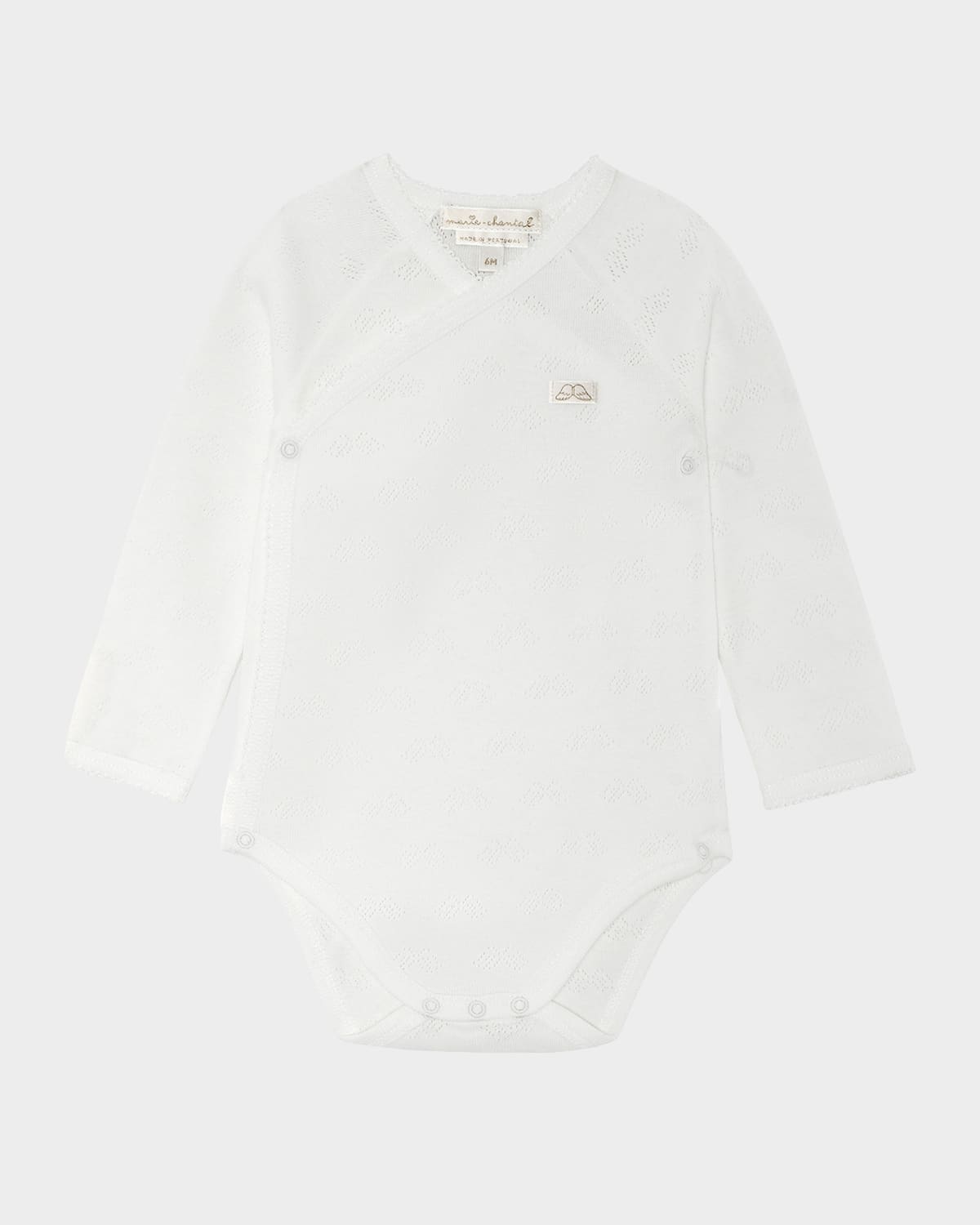 Marie Chantal Kid's Pointelle Angel Wings Bodysuit In White