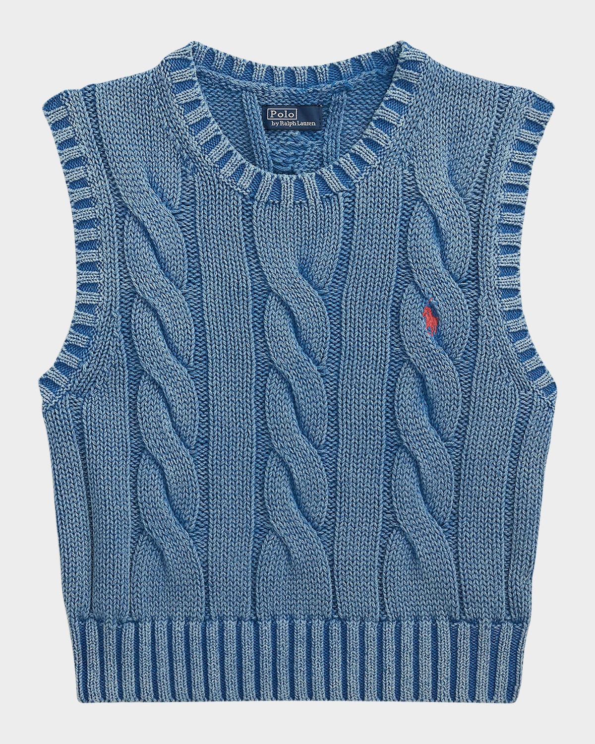 Polo Ralph Lauren Cable-knit Cotton Cropped Sweater Vest In Midnight Royal