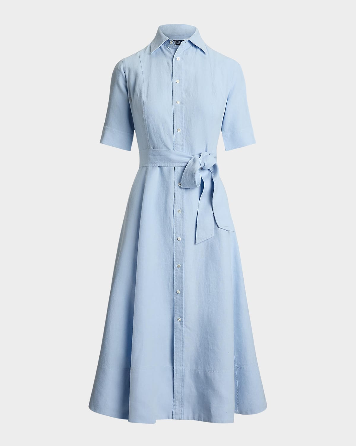 Polo Ralph Lauren Belted Linen A-line Shirtdress In Cold Spring