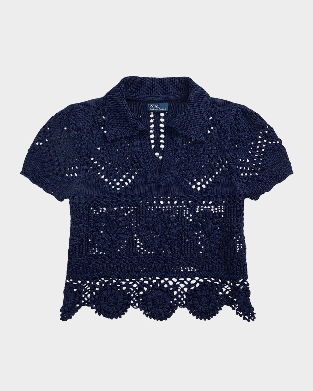 Shop Polo Ralph Lauren Pointelle Cotton Polo Shirt In Spring Navy