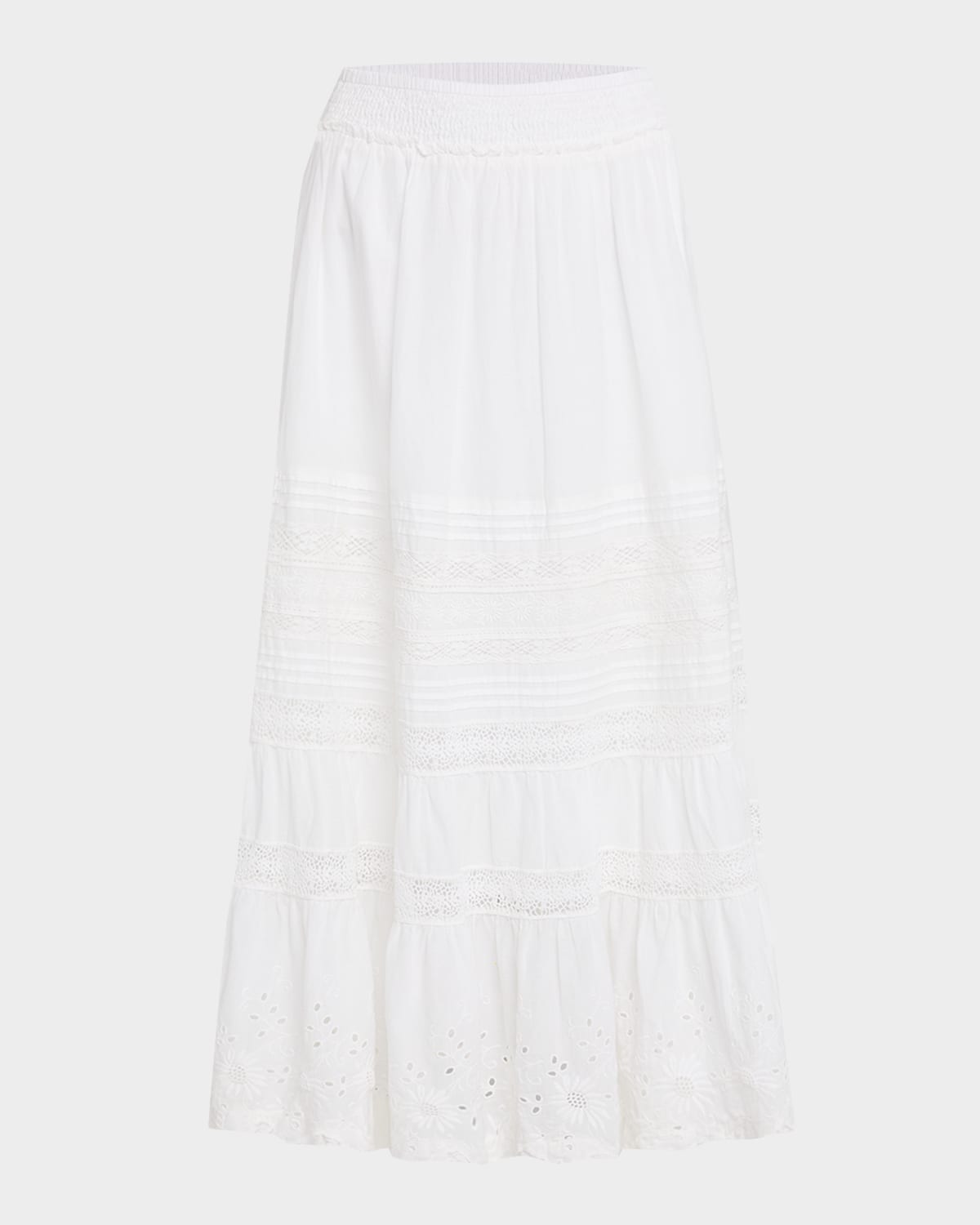 Polo Ralph Lauren Cotton Embroidered Midi Skirt In White