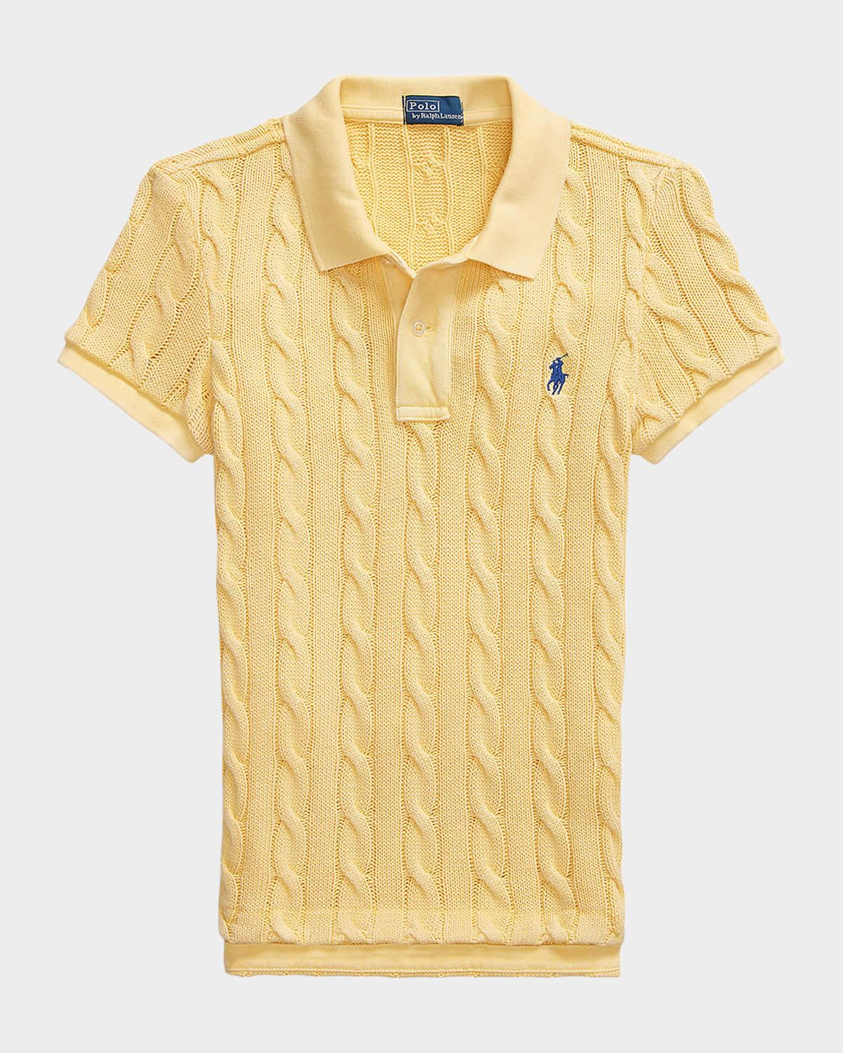 Shop Polo Ralph Lauren Cable-knit Polo Shirt In Fall Yellow