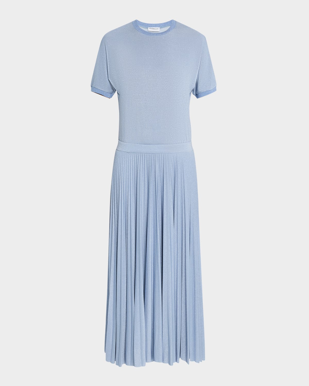 Semele Pleated Shimmer Knit Midi Dress