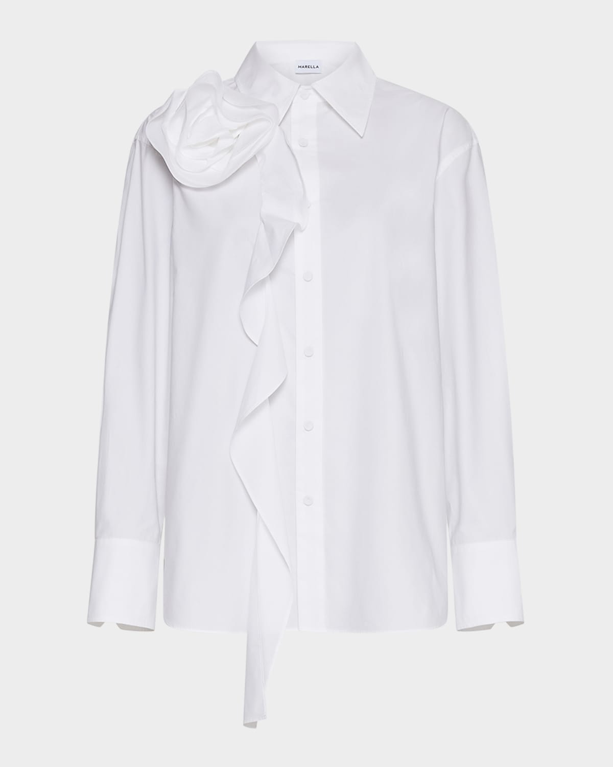 MARELLA KETCH ROSETTE RUFFLED POPLIN SHIRT 