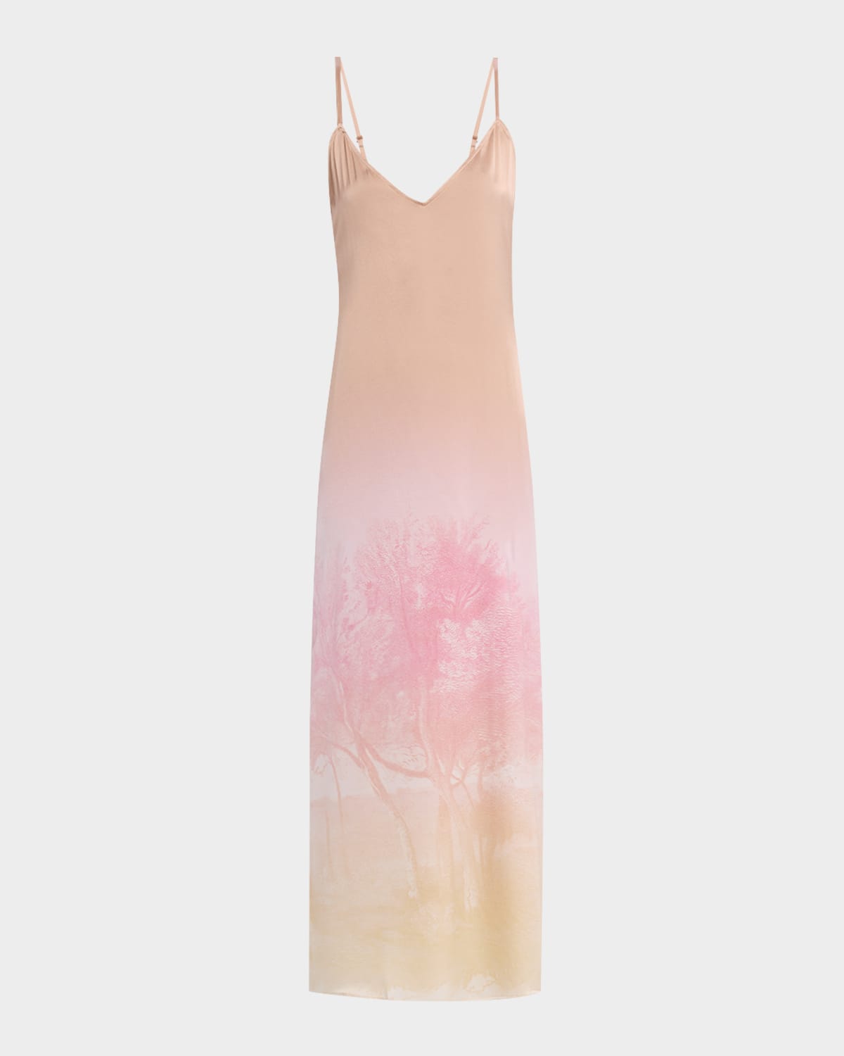 Shop Pierre-louis Mascia Sleeveless Ombre Landscape-print Maxi Dress In Pink  Cream Ombre Effect