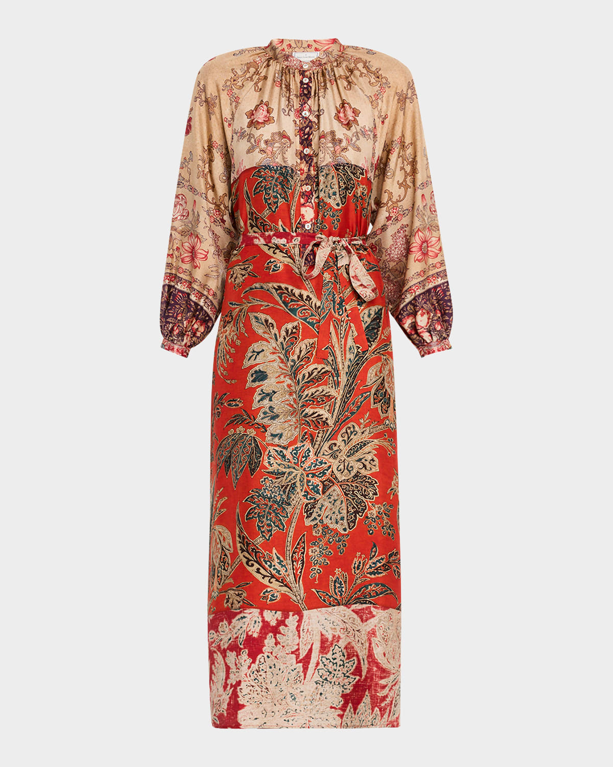 Pierre-louis Mascia Floral-print Silk Midi Dress In Orange Multi