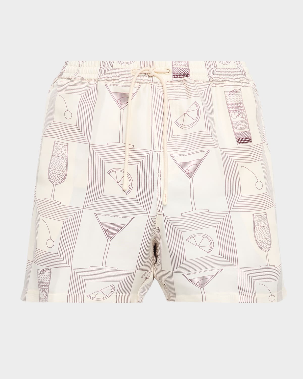 Loro Piana Men's Bay Aperitivo-print Drawstring Shorts In White
