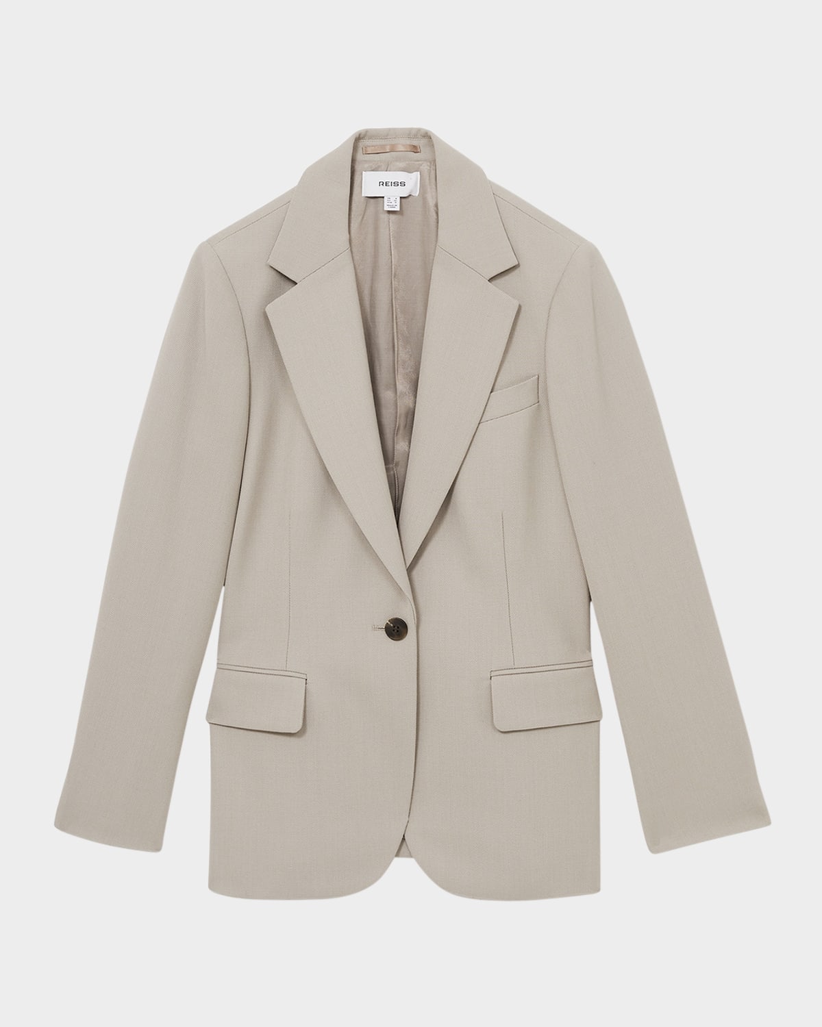 Reiss Brittany Textured Single-button Blazer In Neutral