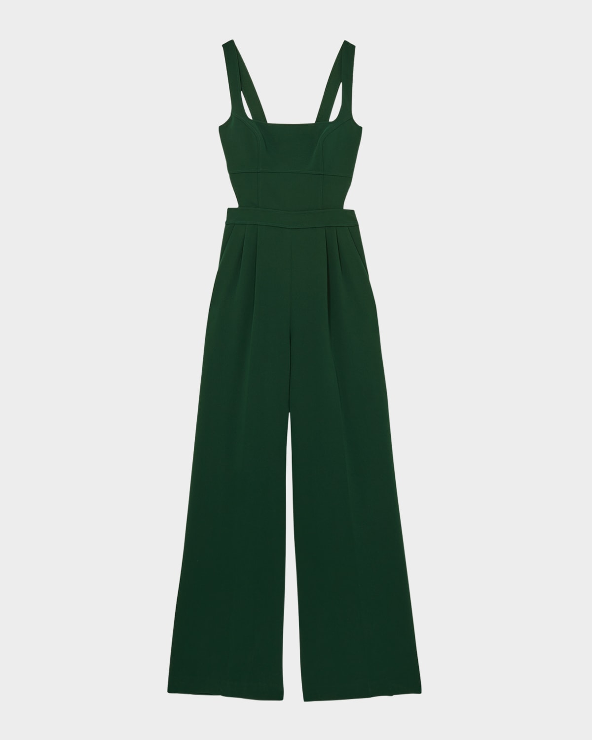 Reiss Womens Green Dion Square-neck Wide-leg Woven Jumpsuit In Dark Green