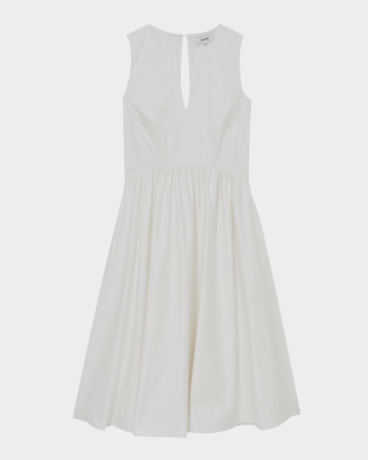 Reiss Liza Sleeveless Cotton Midi Dress In Ivory