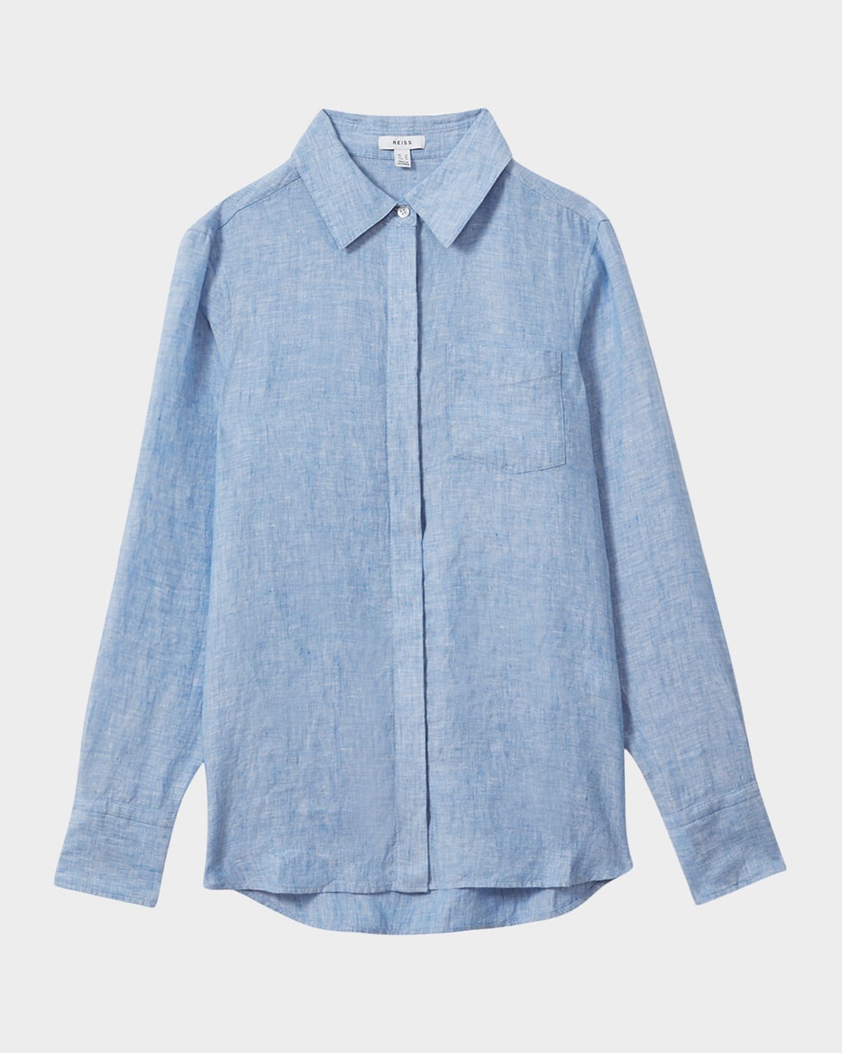 Reiss Womens Blue Belle Relaxed-fit Long-sleeve Linen Shirt In Blue