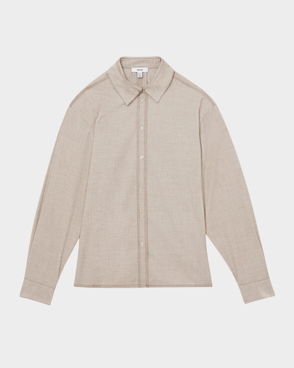 Reiss Womens Nova Long-sleeved Stretch-woven Shirt Neutral In Neutral