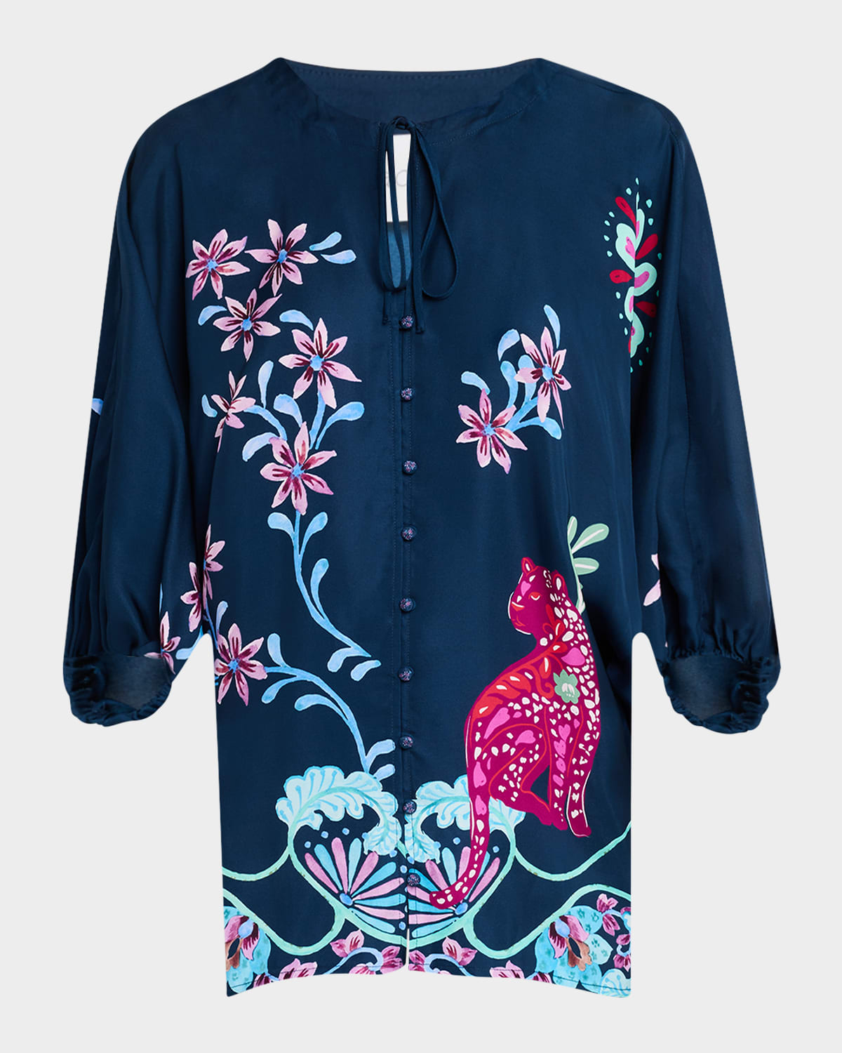 Vesna Floral-Print Keyhole Mini Shift Dress