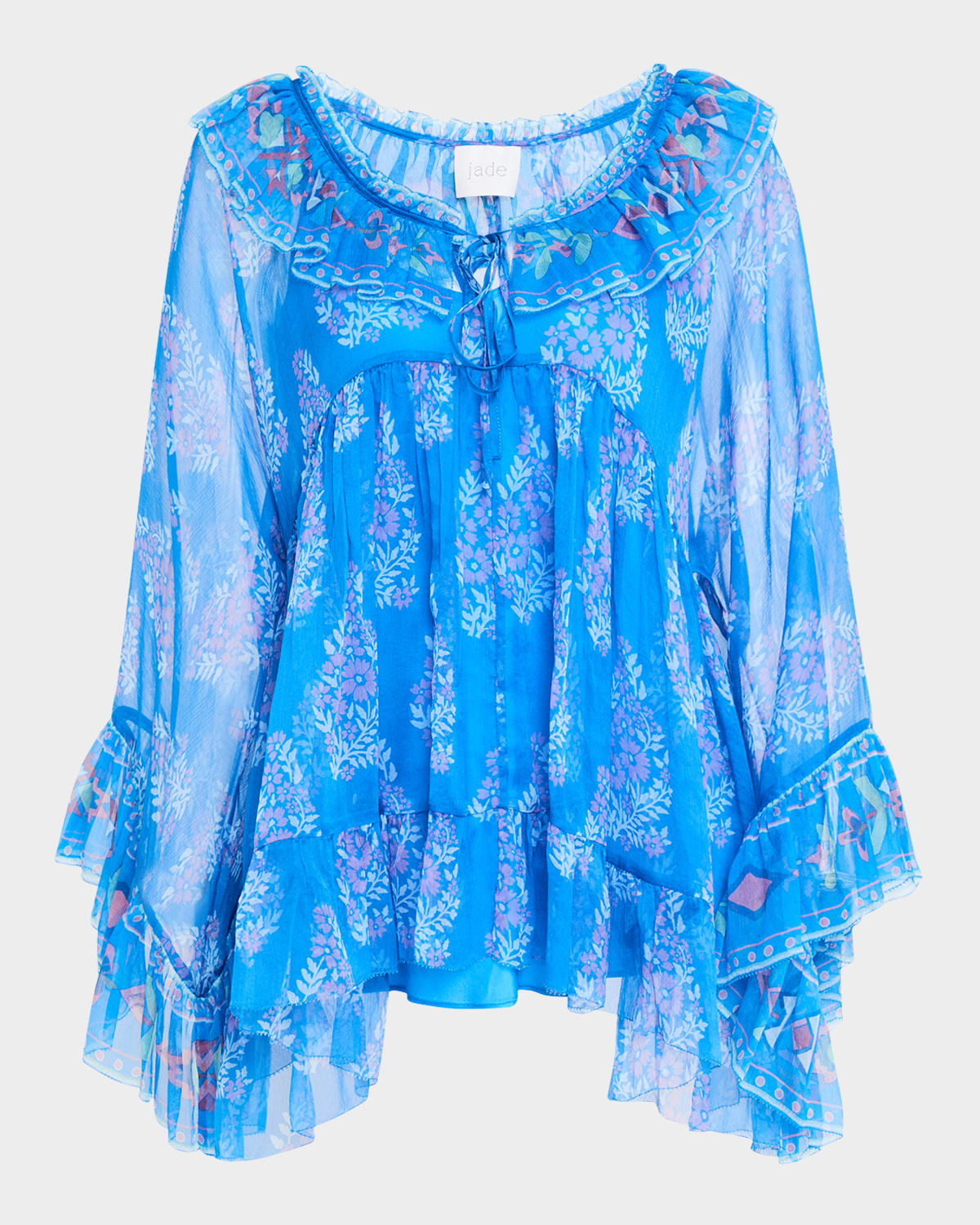 Gal Ruffle Floral-Print Chiffon Blouse
